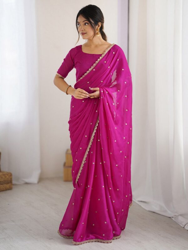 Embellished Sequinned Floral Pure Georgette Saree